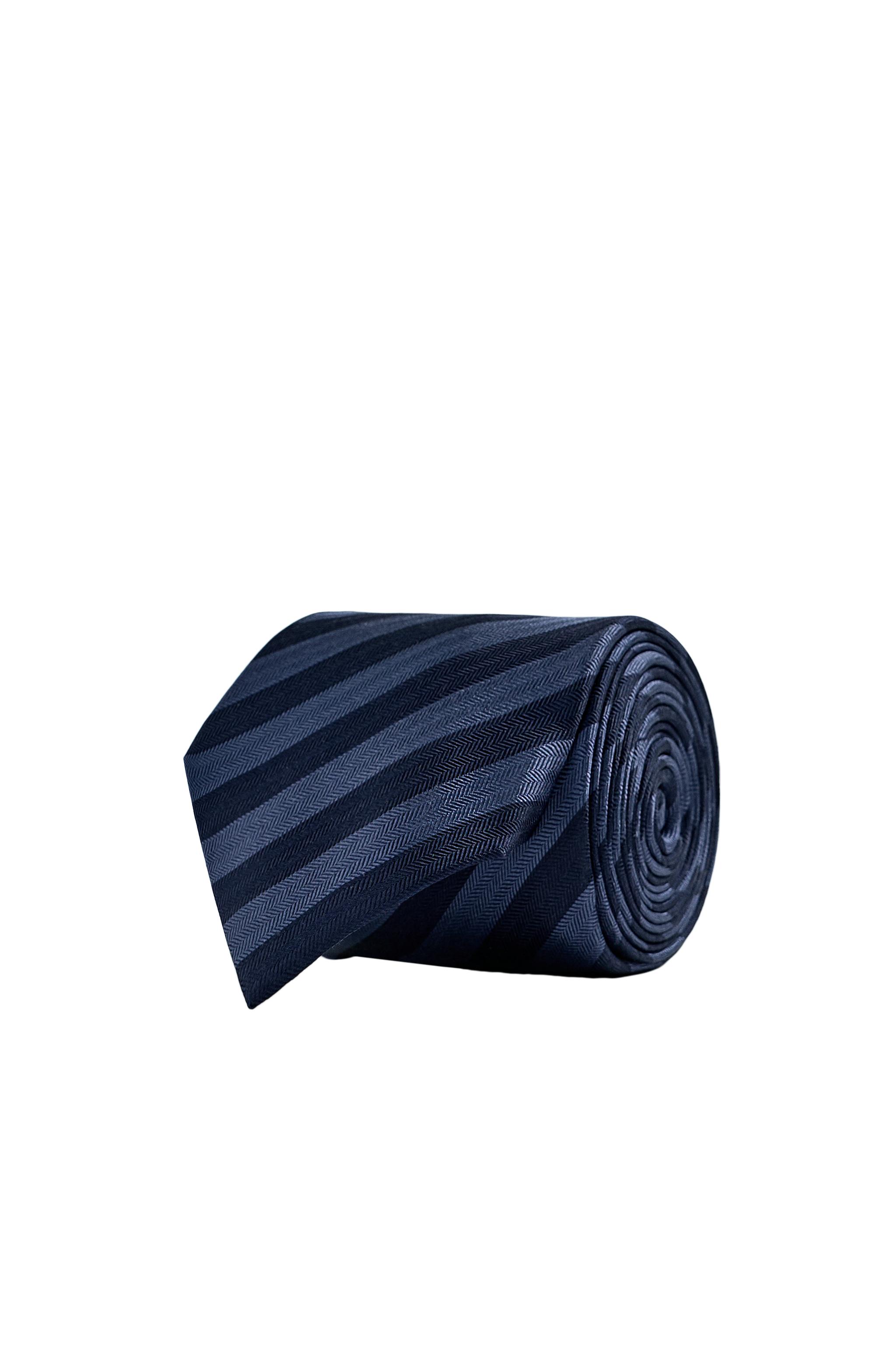 Cravate Bleue à Rayures en Z Noires | Cravate Gentleman Cravate Bleue à Rayures en Z Noires | Cravate Gentleman