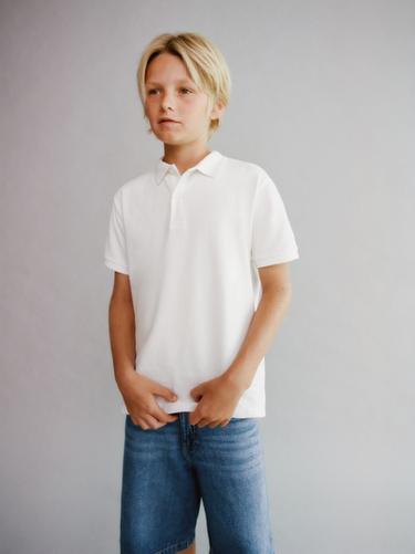 KEMEJA POLO DASAR POLOS - Putih dari Zara