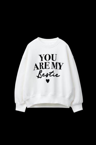 SWEATSHIRT MIT FLOCK-SCHRIFTZUG - Cremefarben von Zara - Bild 0