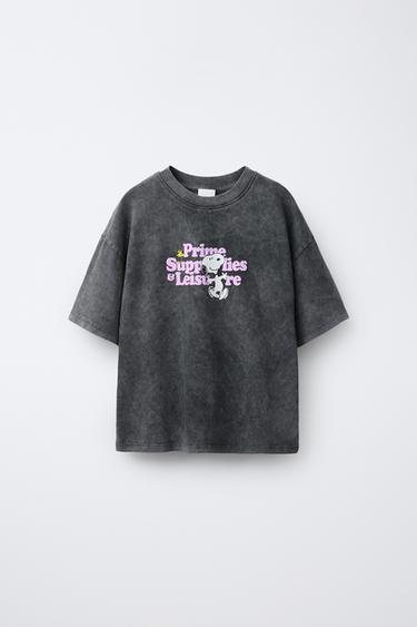 T-SHIRT MET RELIËFPRINT VAN SNOOPY ™ - Antracietgrijs van Zara