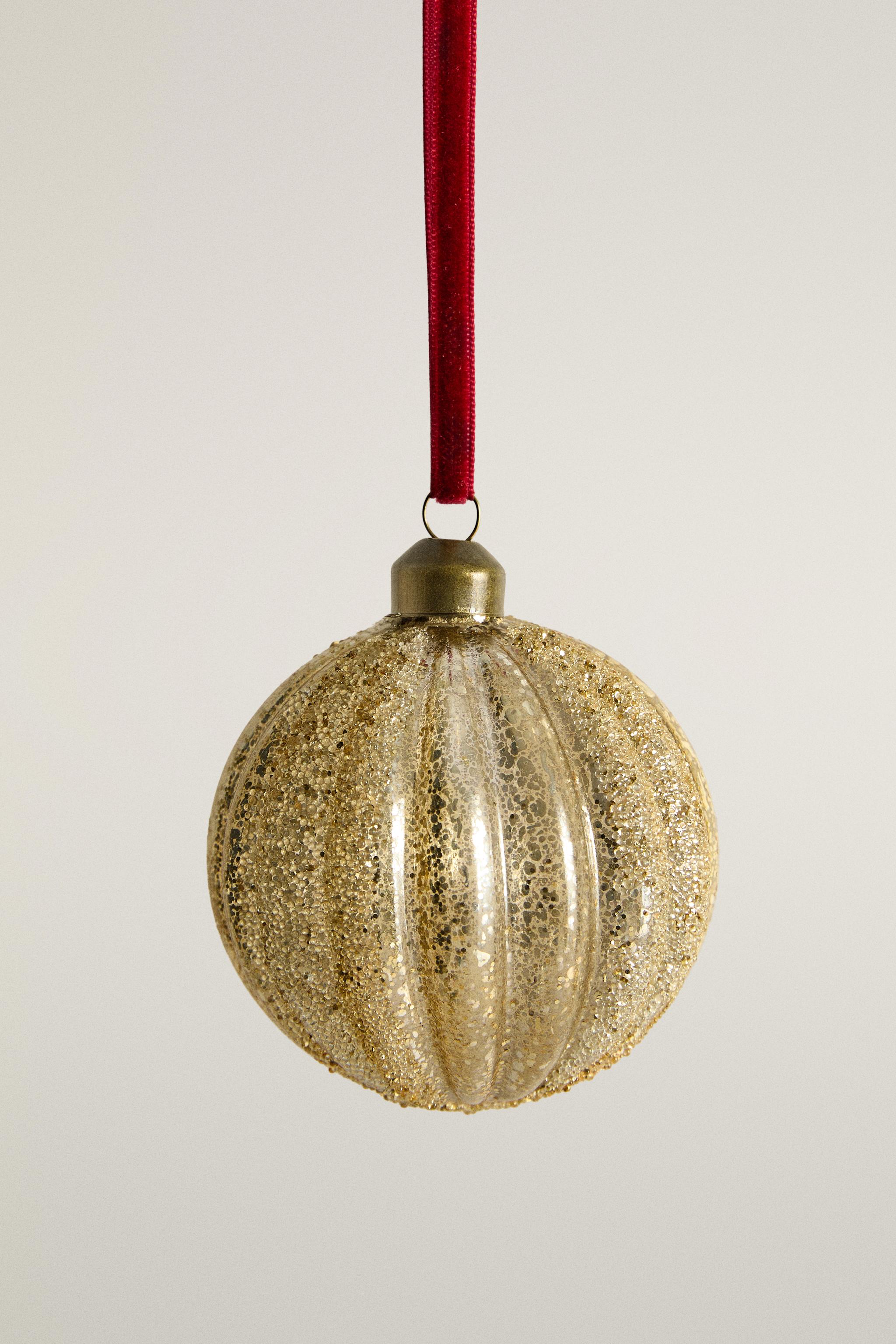 STRIPED GLASS CHRISTMAS TREE BAUBLE