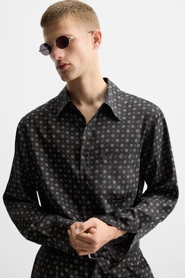 CHEMISE À IMPRIMÉ GÉOMÉTRIQUE ÉDITION LIMITÉE - Bleu marine de Zara - Image 4