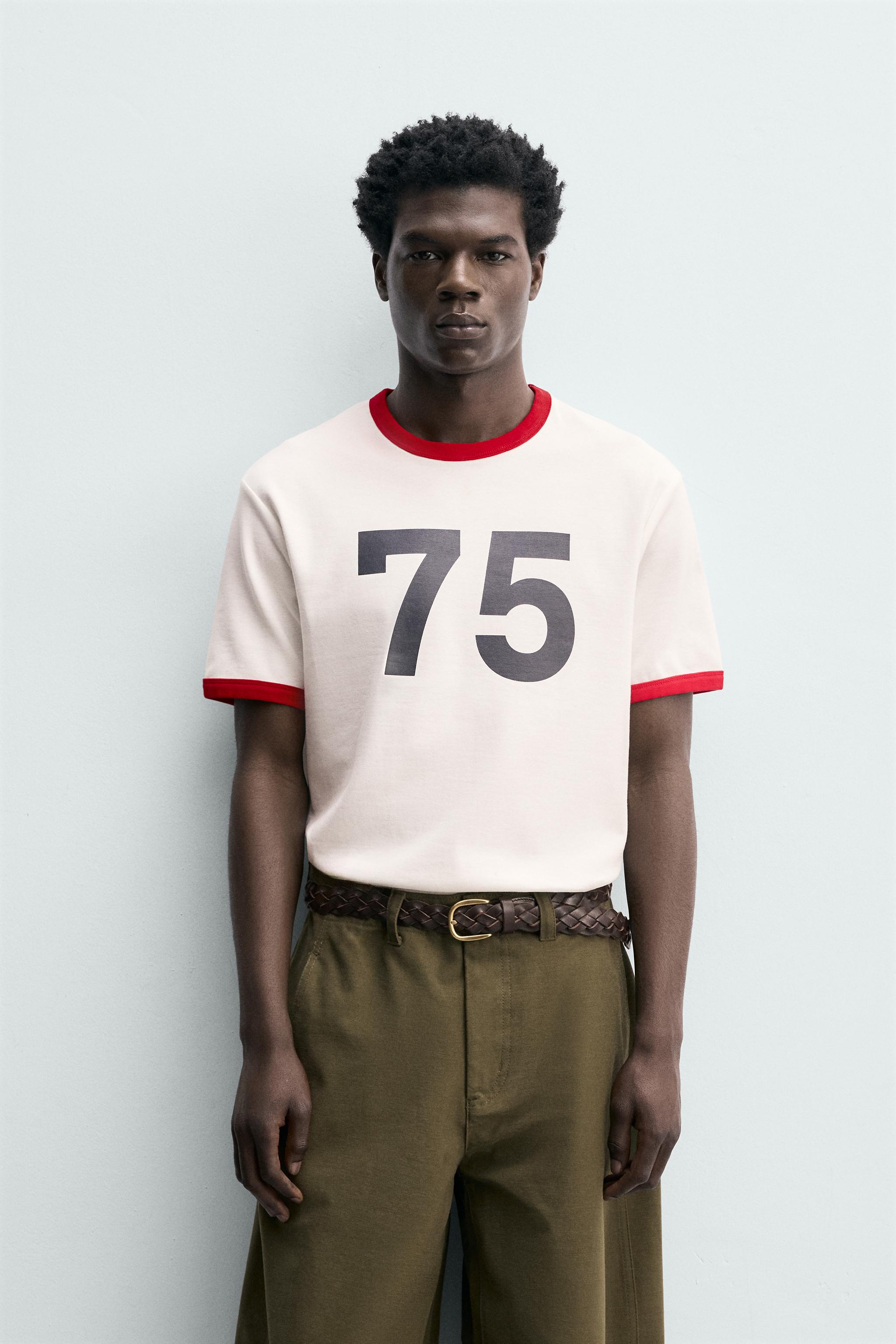 CONTRAST RIB NUMBER T-SHIRT