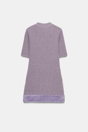 ROBE STRUCTURÉE EFFET FOURRURE - Violet de Zara - Image 5