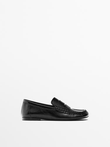 Zara Leather loafers with penny strap - Black