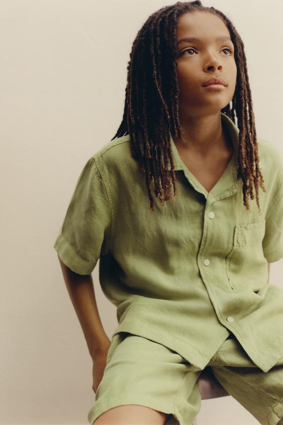 CHEMISE FLUIDE AVEC LIN - Vert olive de Zara - Image 4