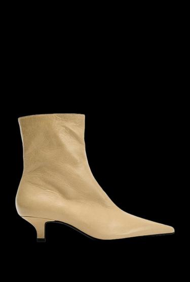 Zara LEATHER HEELED ANKLE BOOTS - Beige - Image 0