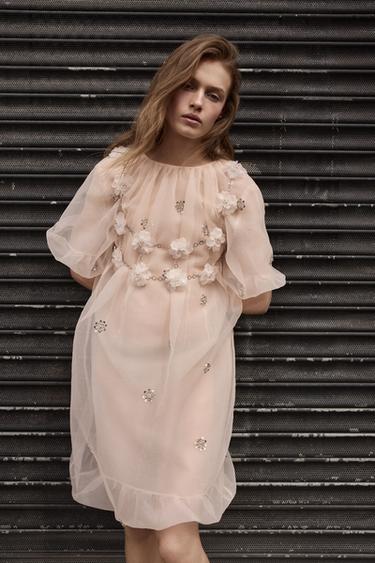 ПЛАТЬЕ ИЗ ОРГАНЗЫ СО СТРАЗАМИ — РОЗОВЫЙ от Zara — изображение 0