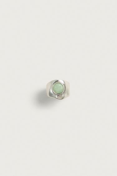 STONE SIGNET RING - Silver by Zara