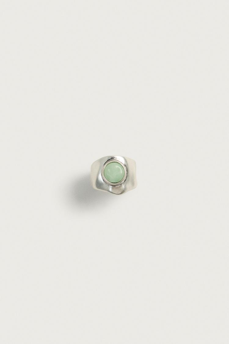 STONE SIGNET RING — Silver