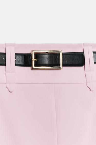 BELTED PENCIL MIDI SKIRT - Pink by Zara - Image 9