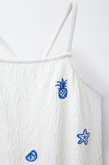 2-6 YEARS/ EMBROIDERED TEXTURED SWIMSUIT - Ecru by Zara - Image 2