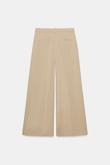 PANTALON WIDE LEG PLIS ZW COLLECTION - Beige de Zara - Image 6