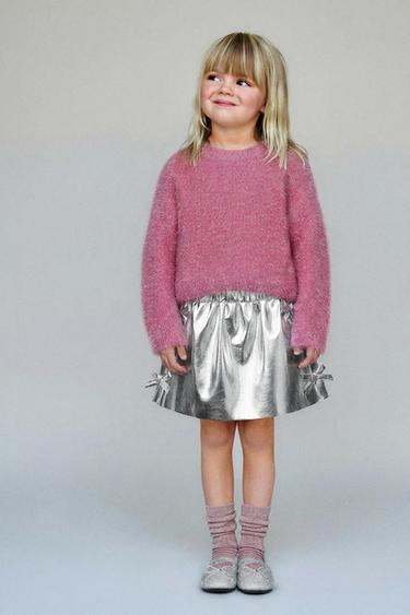 SWEATER DE MALHA COM EFEITO DE PELO E BRILHOS - Rosa da Zara