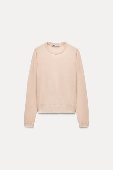 PLAIN KNIT SWEATER - Pink by Zara