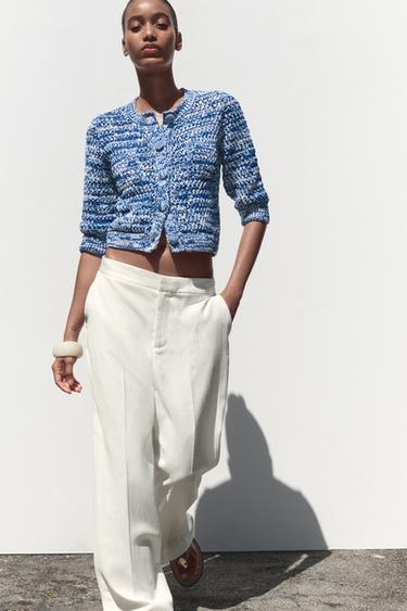 CASACO DE MALHA MANGA FRANCESA - Azul / Branco da Zara