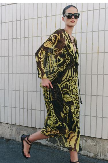 ZW COLLECTION PRINTED TUNIC DRESS - Yellow by Zara