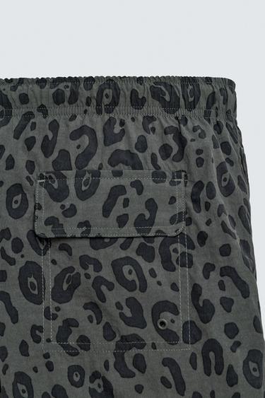 ANIMAL PRINT SHORT SWIMMING TRUNKS - Leopard / Grey by Zara - Image 9