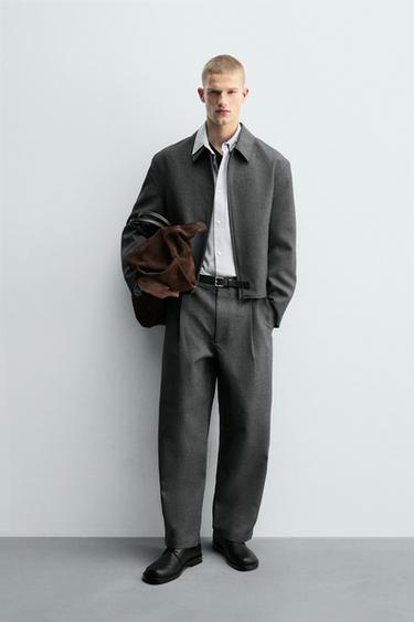 BALLOON FIT PLEATED TROUSERS - Grey marl by Zara
