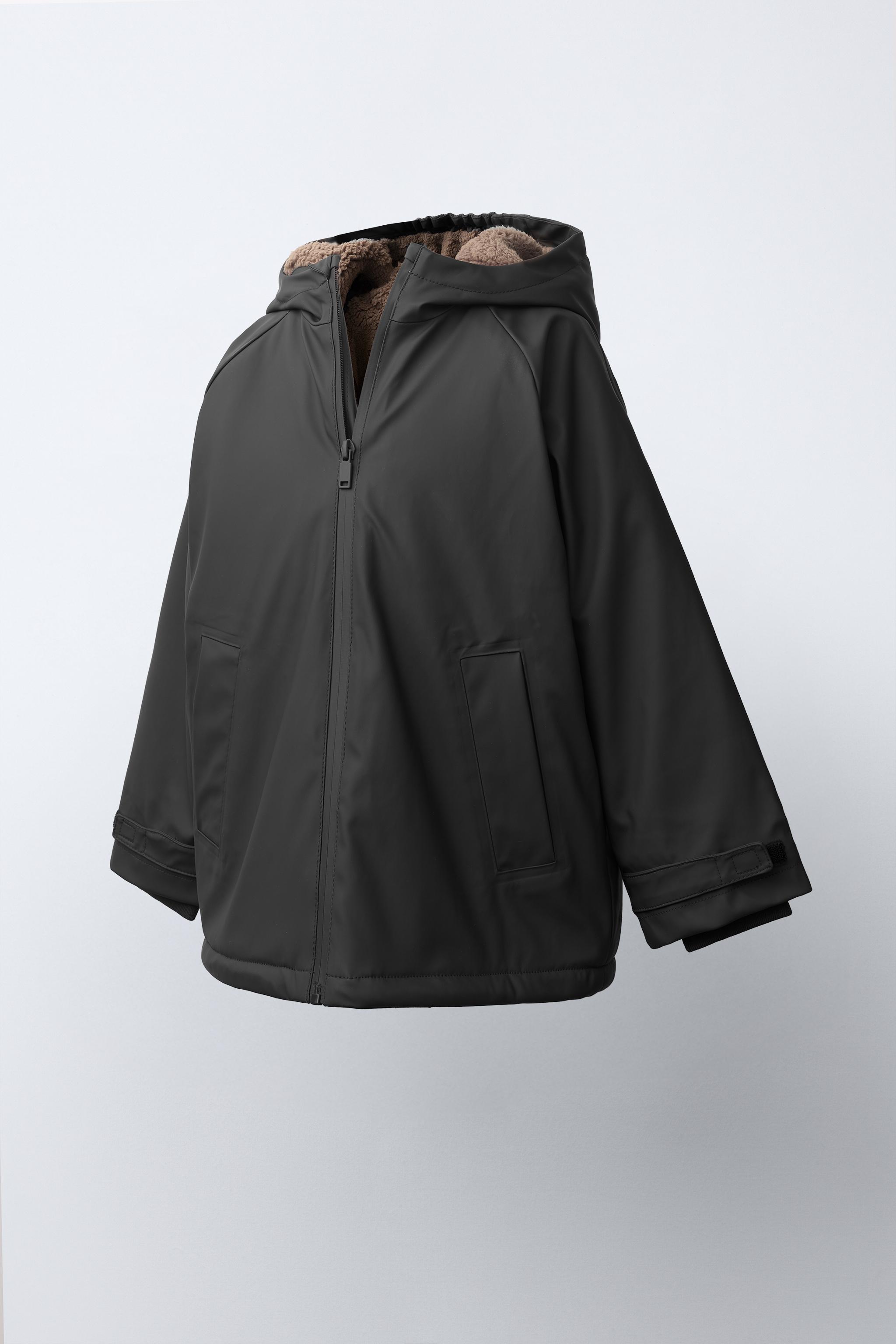 WATER-RESISTANT FAUX SHEARLING LINED RAINCOAT