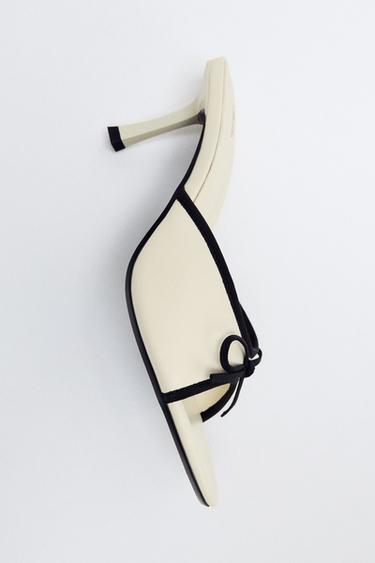 HEELED MULE SANDALS WITH BOW - white by Zara