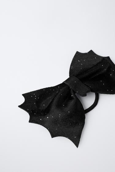 VELVET BATWING SLEEVE HAIR TIE - Black by Zara - Image 2