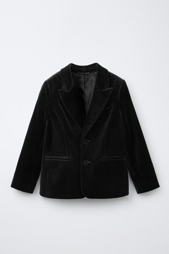 VELVET SUIT BLAZER - Black by Zara - Image 0