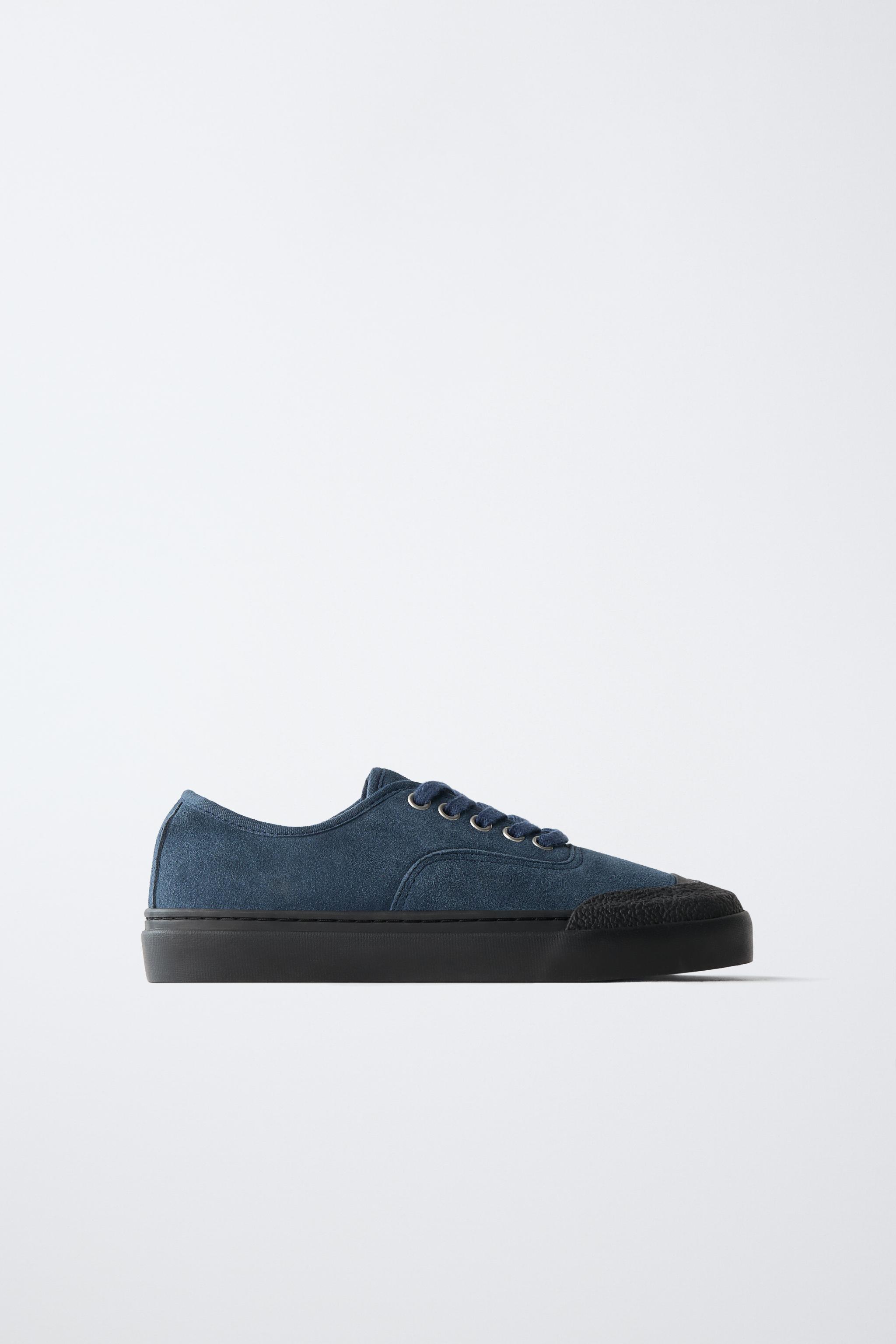 LEATHER SNEAKERS — Blue