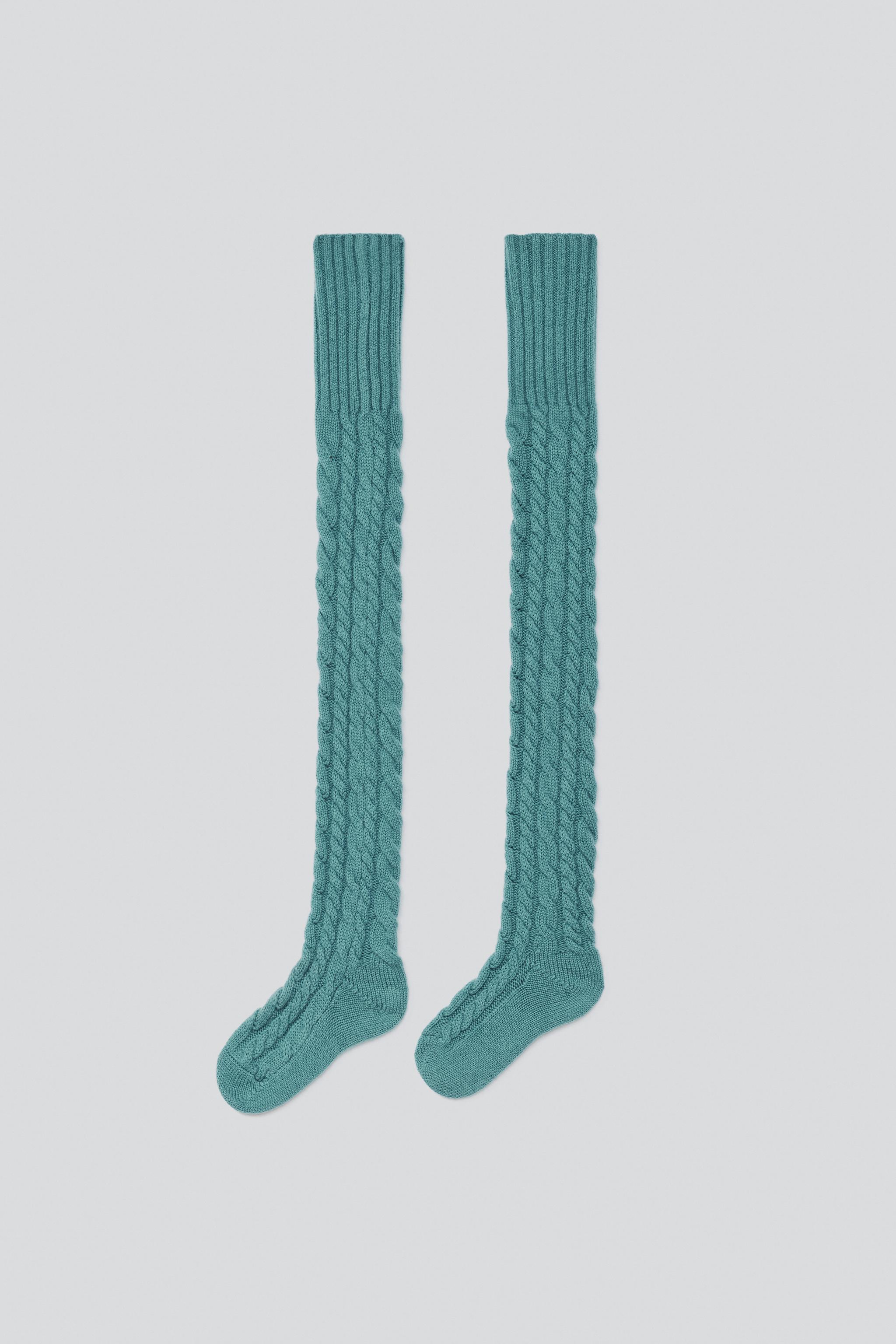 100% WOOL CABLE-KNIT TIGHTS