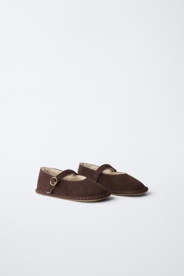 LINED LEATHER BALLET FLATS — Brown 2