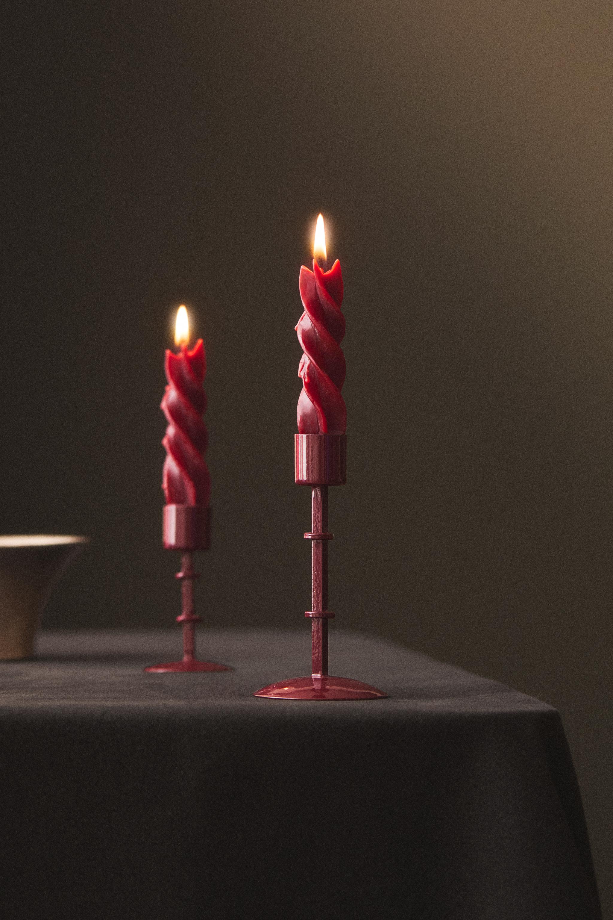 TALL METAL CHRISTMAS CANDLESTICK