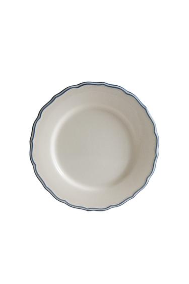 SCALLOPED EARTHENWARE DINNER PLATE WITH RIM - Blue by Zara