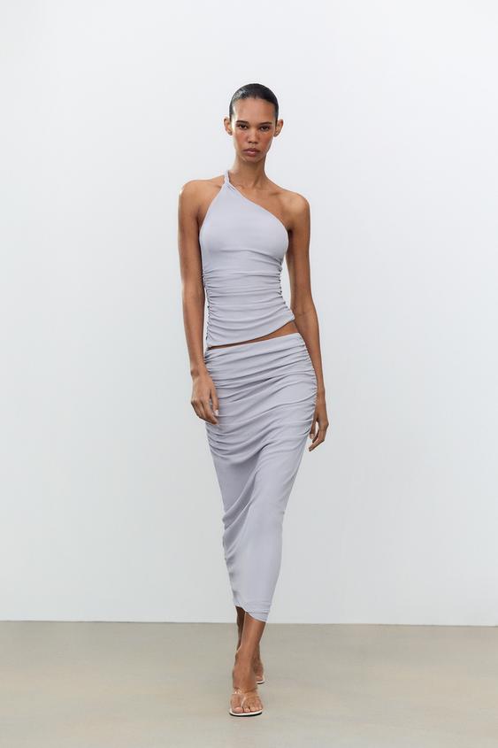TOP HALTER ASYMÉTRIQUE - Bleu / Gris de Zara - Image 0