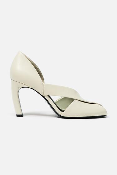 ASYMMETRIC LEATHER SANDALS - White by Zara
