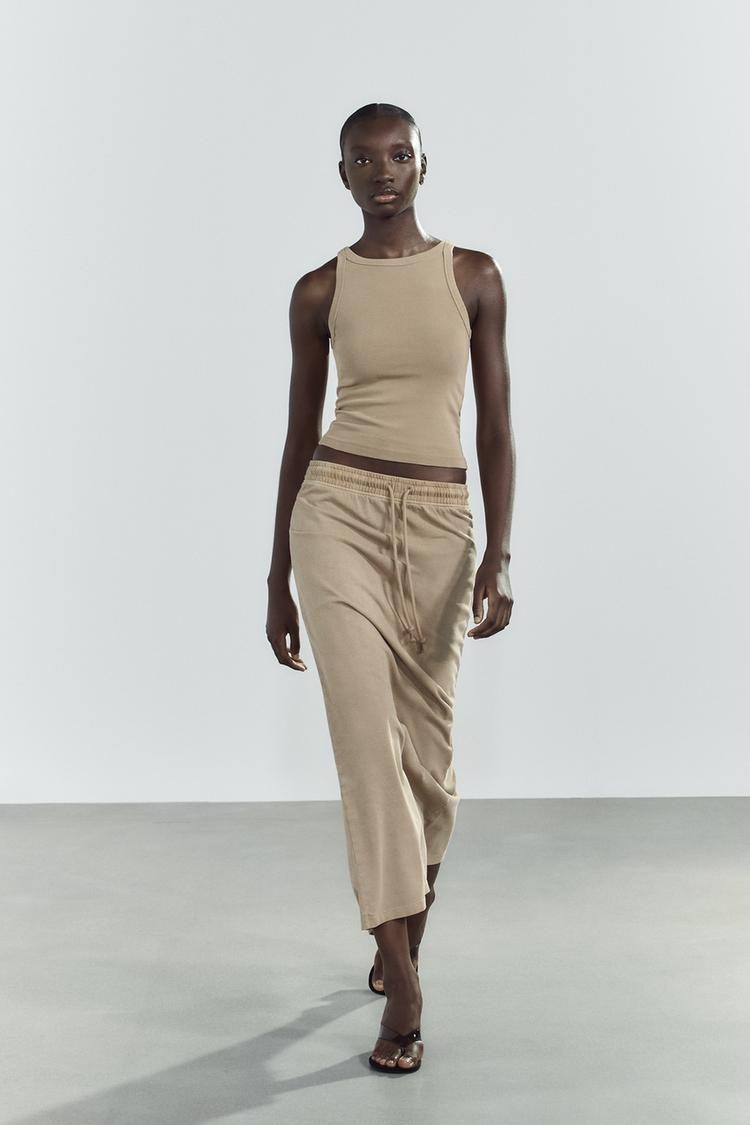 Zara Satin Skirt Zara Drawstring Skirt FADED-EFFECT MIDI SKIRT