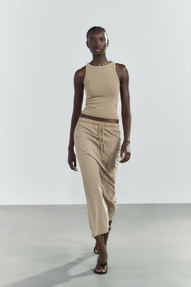 FADED-EFFECT MIDI SKIRT - Sand by Zara