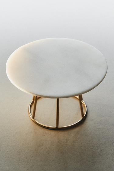 MARBLE AND METAL TEALIGHT HOLDER - Golden by Zara