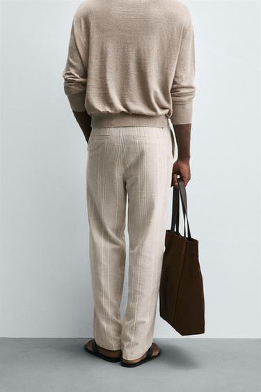 PANTALON RAYURES REGULAR FIT - Blanc cassé de Zara - Image 2