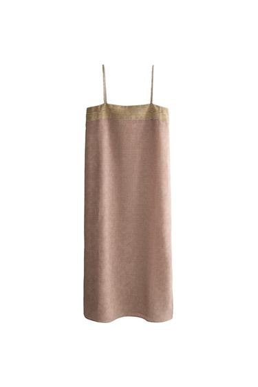 DRESS WITH CONTRAST PRINT | KATHARINE POLE - Beige by Zara