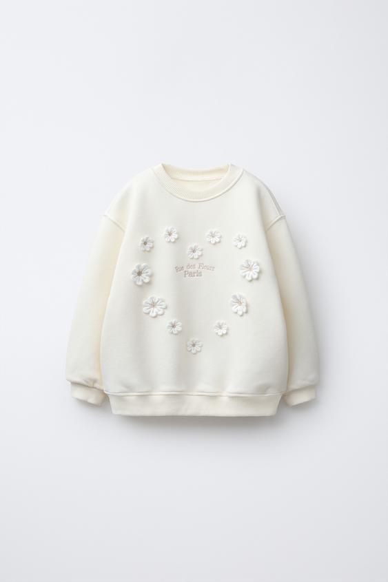 FELPA FIORI Bianco sporco ZARA Italia Italy