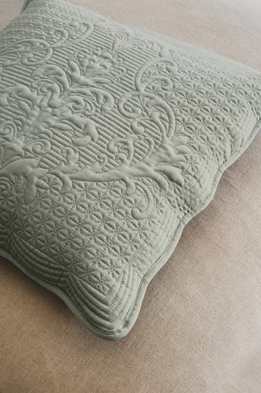 QUILTED CUSHION COVER WITH RAISED DESIGN - Light green by Zara