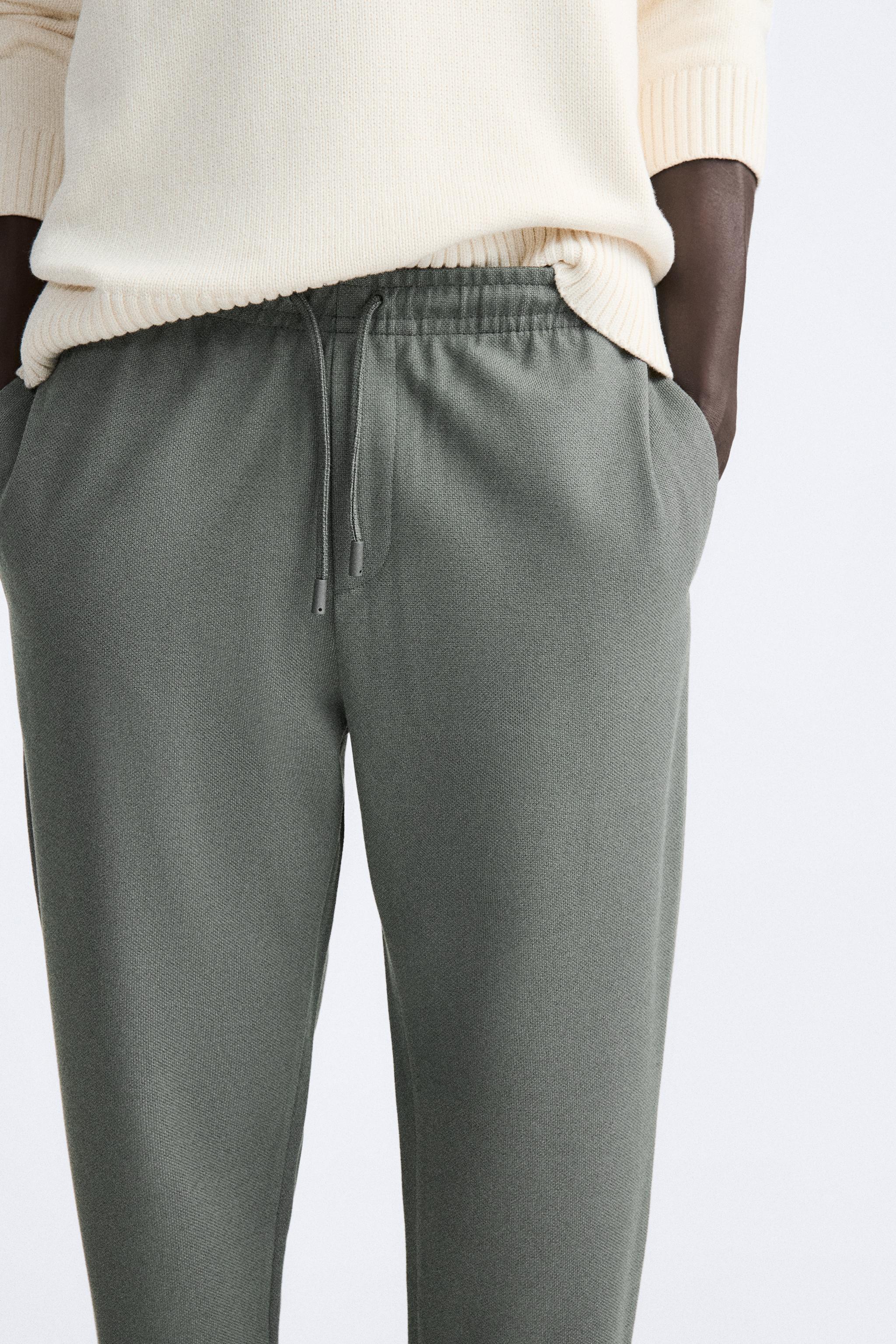 Sweatpants Wide-leg Pantalones Jogger ZARA De Cuidado Fácil Hombre, Color Blanco Pantalón Lino Hombre Verano