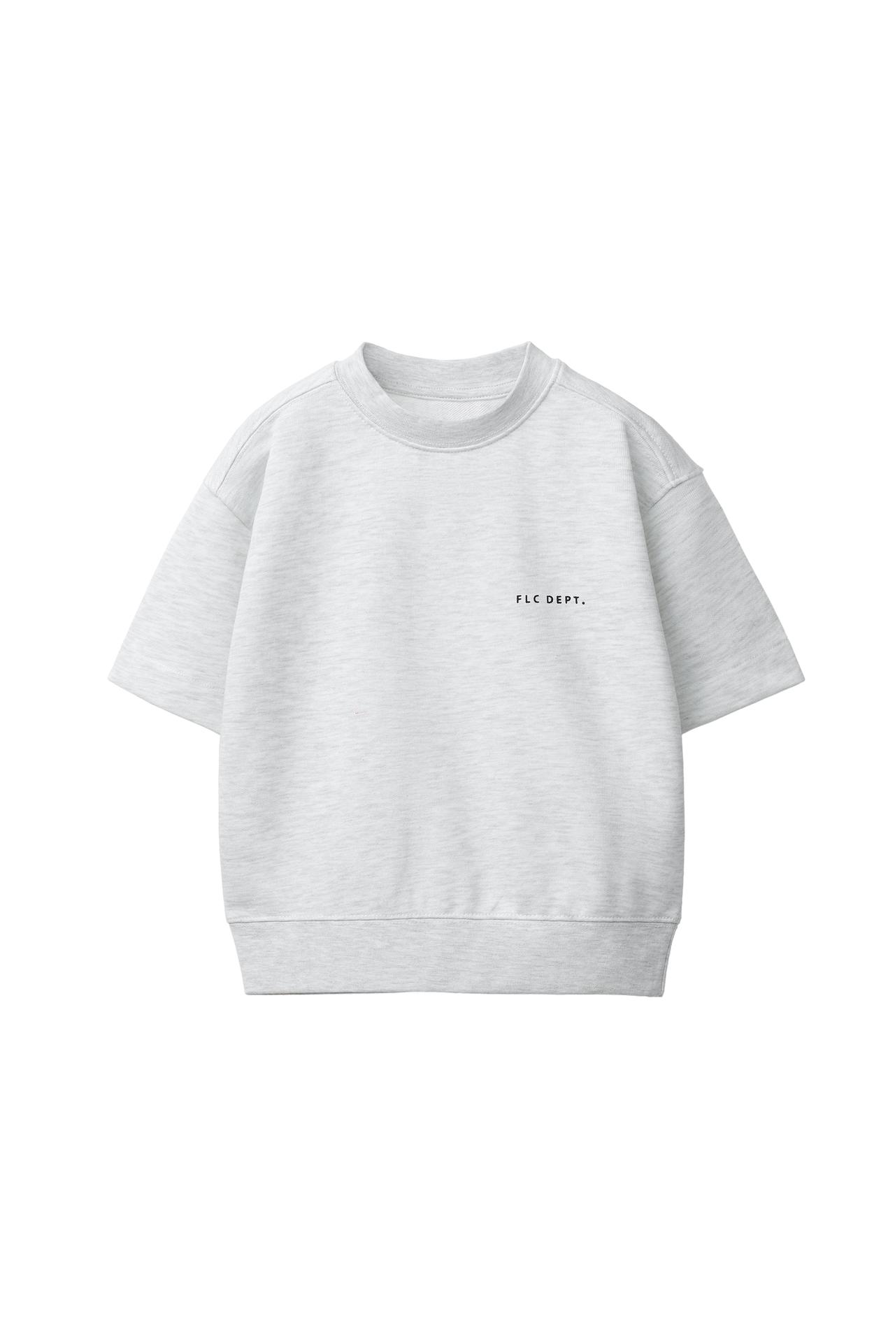 SHORT SLEEVE TEXT SWEATSHIRT — Gray marl