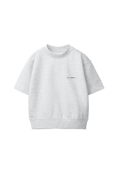 SHORT SLEEVE TEXT SWEATSHIRT — Gray marl 3