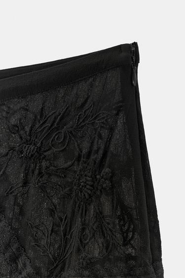 JUPE GEORGETTE COMBINÉE - Noir de Zara - Image 5
