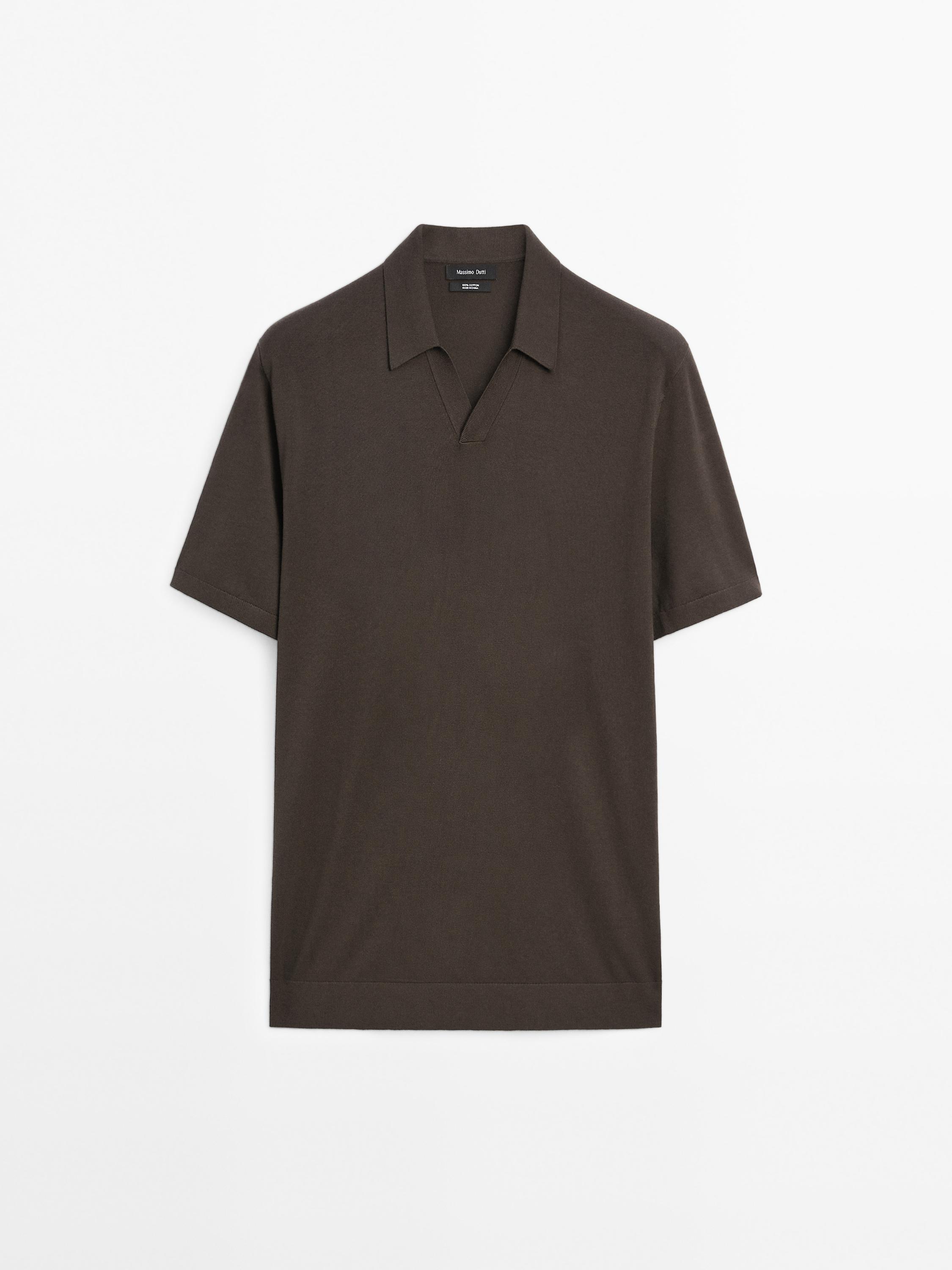 100% cotton knit short sleeve polo shirt - Blue / Gray
