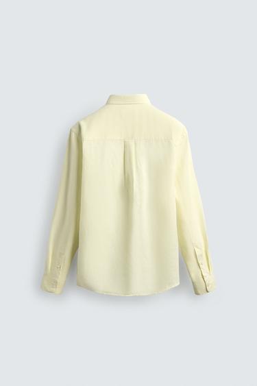 CHEMISE REGULAR FIT LIN-COTON - Jaune de Zara - Image 6