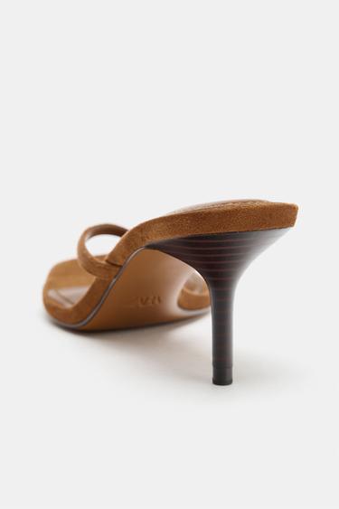 SANDALES À TALONS ET BRIDE - Marron de Zara - Image 5