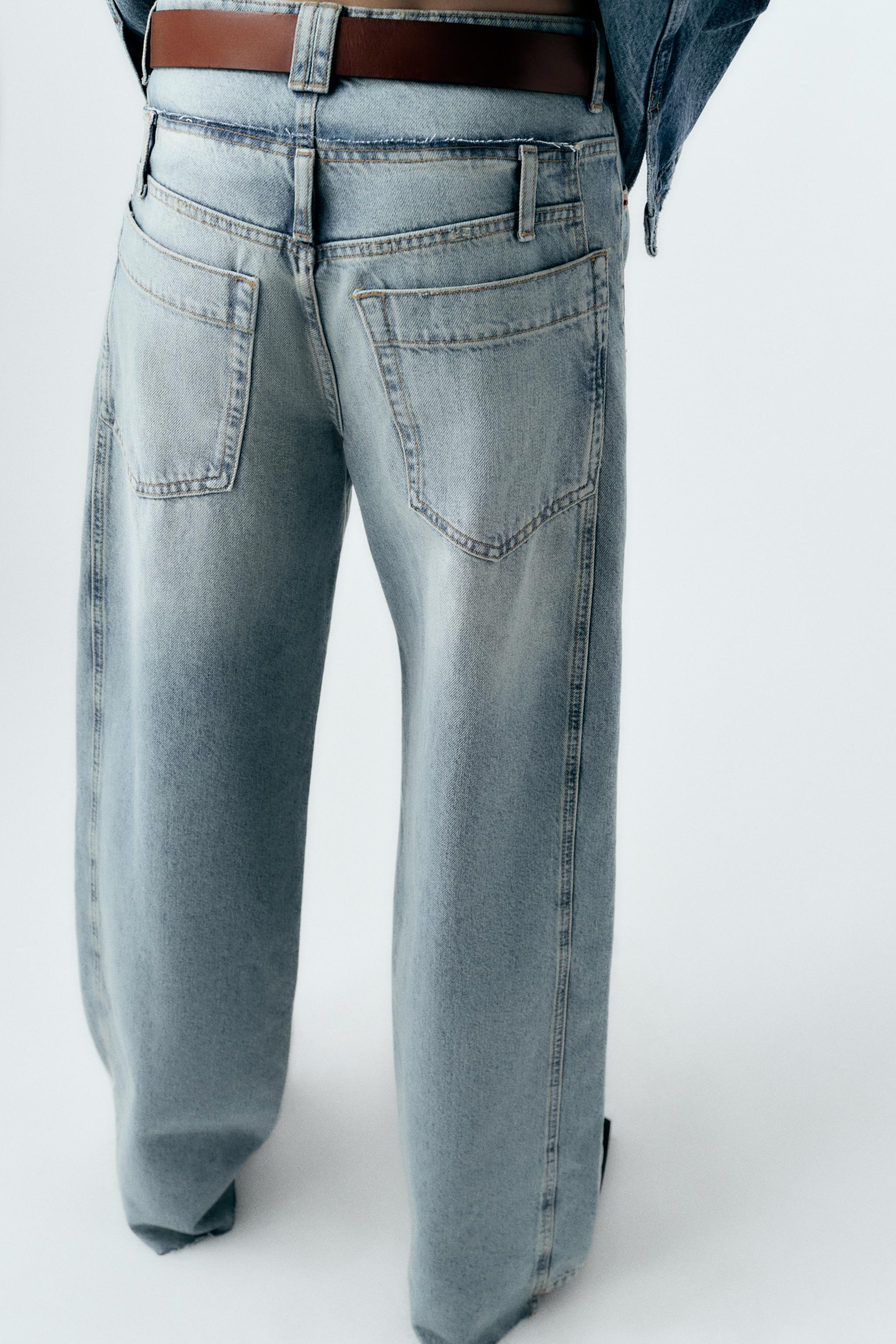 DECONSTRUCTED TRF WIDE LEG JEANS WITH A MID WAIST - Blue