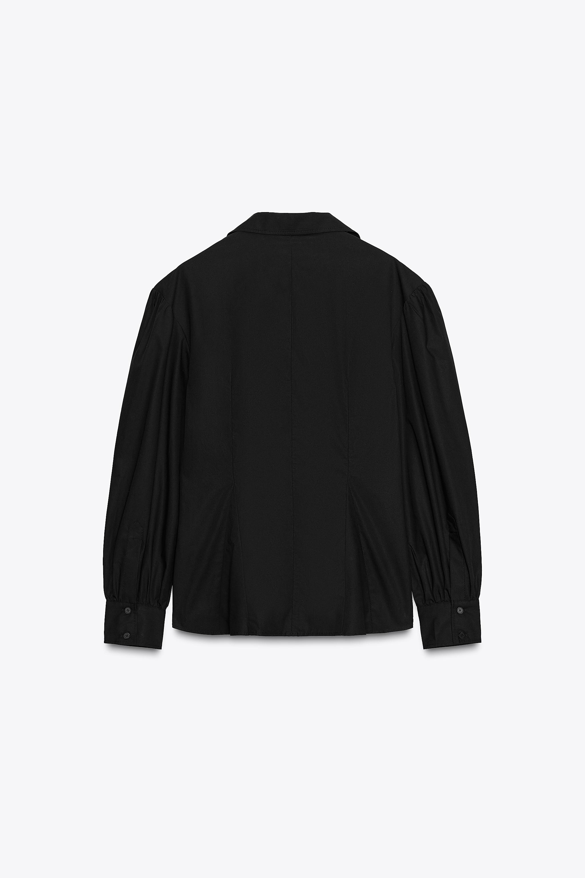 POPLIN SHIRT WITH TIES ZW COLLECTION - Black | ZARA United